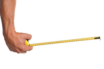 Image showing Hand with tape measure