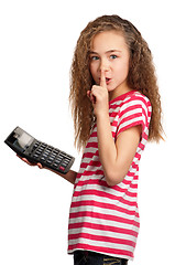 Image showing Girl with calculator