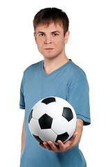 Image showing Man with classic soccer ball