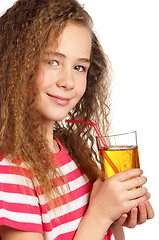 Image showing Girl with apple juice