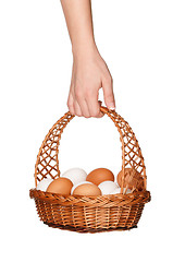 Image showing Basket with eggs