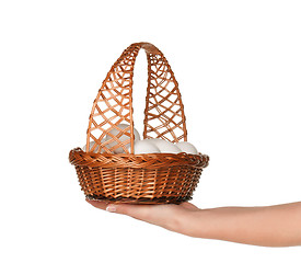 Image showing Basket with eggs