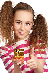 Image showing Girl with gift box