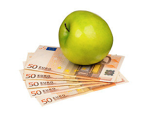 Image showing Euro and apple