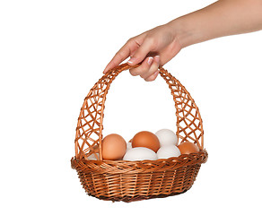 Image showing Basket with eggs