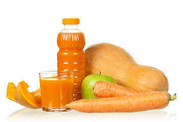 Image showing Carrot, pumpkin and apple juice