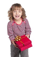 Image showing Little girl with gift box