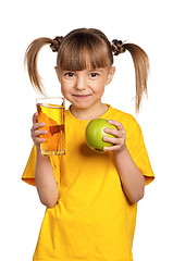 Image showing Girl with apple juice