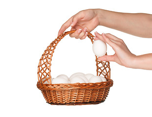 Image showing Basket with eggs