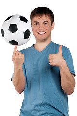 Image showing Man with classic soccer ball