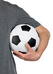 Image showing Man with classic soccer ball