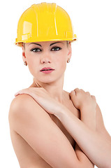 Image showing Girl with hard hat