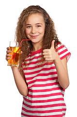 Image showing Girl with apple juice