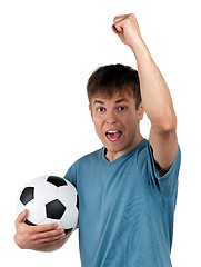 Image showing Man with classic soccer ball