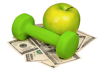 Image showing Dollars and dumbbells