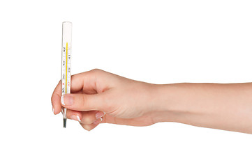 Image showing Hand with thermometer