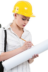 Image showing Girl with hard hat