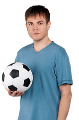 Image showing Man with classic soccer ball