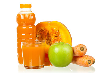 Image showing Carrot, pumpkin and apple juice