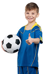 Image showing Boy in ukrainian national soccer uniform