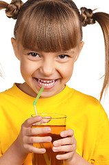 Image showing Girl with apple juice