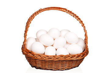 Image showing Eggs in wicker basket