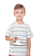 Image showing Boy with badminton racket