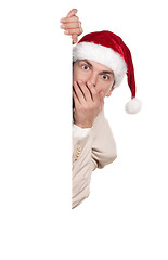 Image showing Portrait of man in santa hat