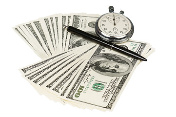 Image showing Dollars and stopwatch