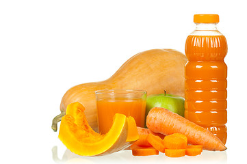 Image showing Carrot, pumpkin and apple juice