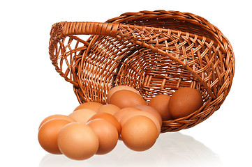 Image showing Eggs in wicker basket