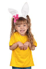 Image showing Little girl with bunny ears