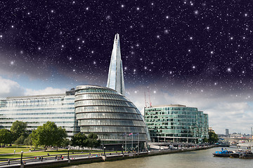 Image showing Stars over London city hall with Thames river, panoramic view fr