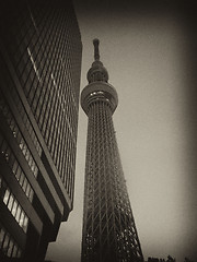 Image showing Architectural detail of Tokyo, Black and White view
