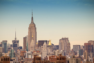 Image showing Buildings and Skyscrapers of Manhattan with Dramatic Sky