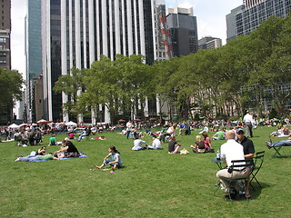 Image showing NEW YORK CITY - AUG 6: People relax in Bryant Park, August 6, 20