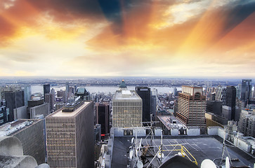 Image showing New York City - Manhattan skyline at winter sunset