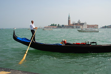 Image showing VENICE - MAY 27: Gondoliere on his Gondola in famous lagoon wate