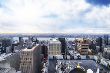 Image showing New York City - Manhattan skyline at winter sunset