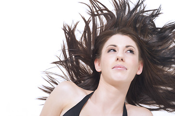 Image showing Beautiful woman with windblown hair