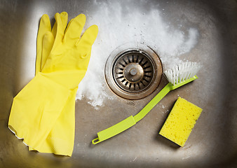 Image showing Preparing to clean the sink