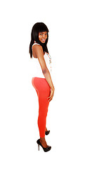 Image showing Black girl in red tights.