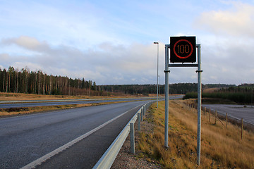 Image showing Motorway with Maximum Speed Sign