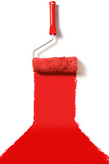 Image showing red carpet paint roller