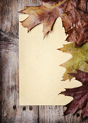 Image showing Vintage Paper and Autumn Leaves