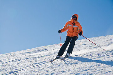 Image showing Young skiing