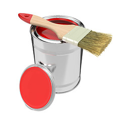 Image showing Colorful Paint Can with Paintbrush.