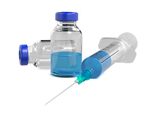 Image showing Medical Ampoules and Syringe Isolated on White.