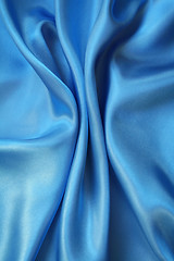 Image showing Smooth elegant blue silk as background