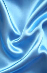 Image showing Smooth elegant blue silk as background